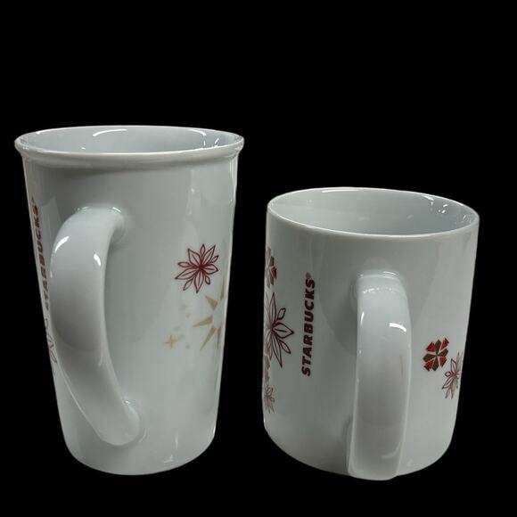 STARBUCKS Christmas 2013 Holiday Red Snowflakes Coffee Mugs‎ Cups - Picture 3 of 7